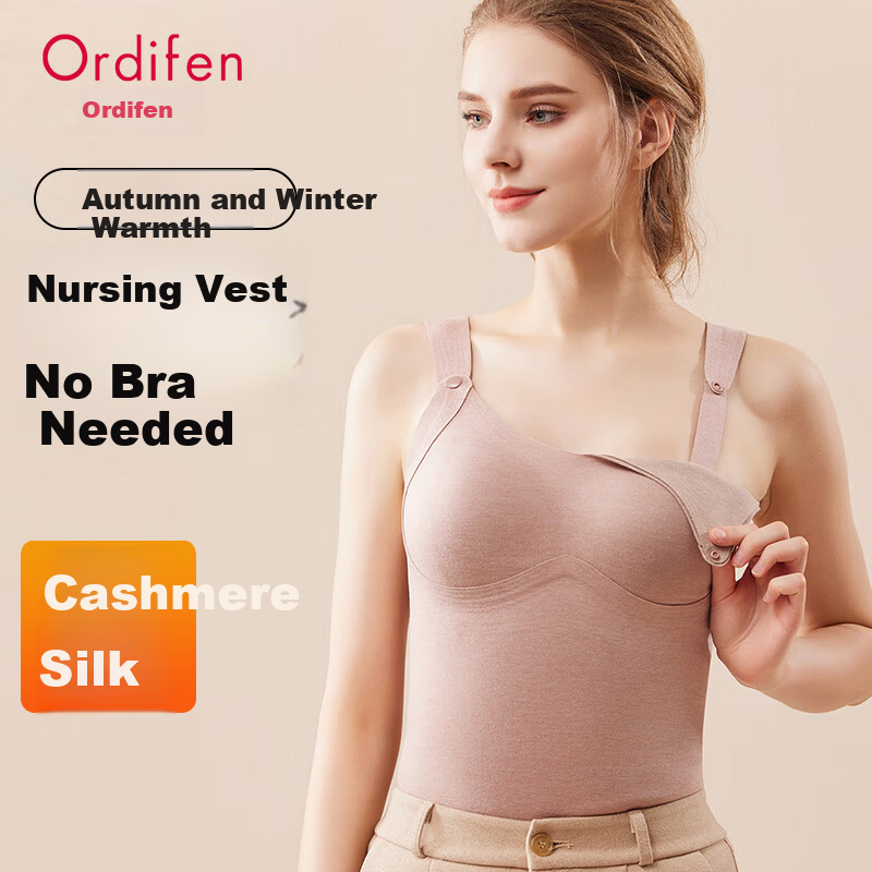 Ordifen Postpartum Nursing Support Anti-Sagging Plus Size Fleece Lined Maternity Breastfeeding Vest with Chest Pads Imitation German Velvet