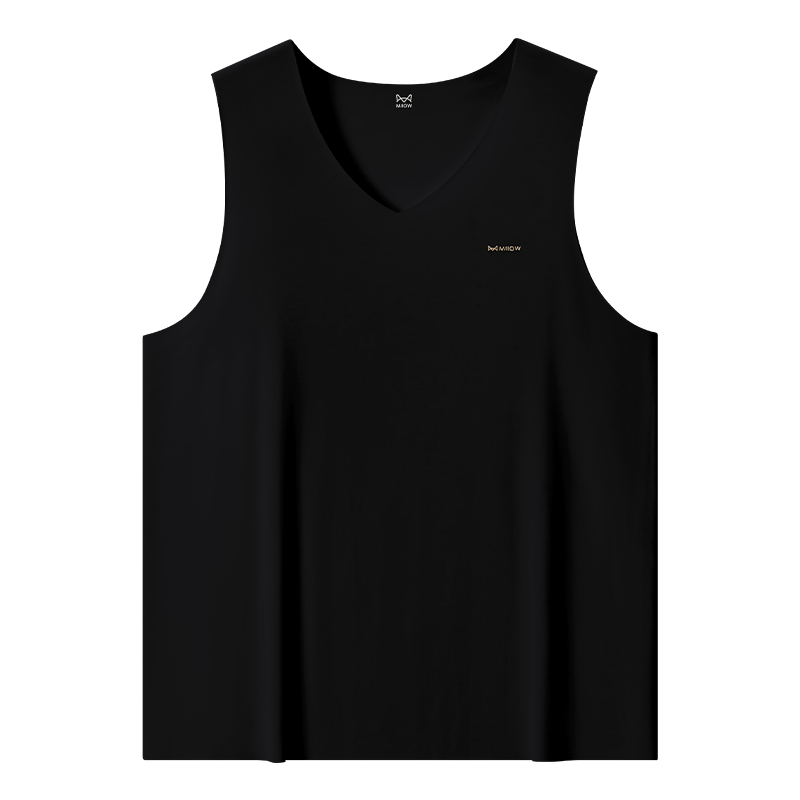 MiiOW Little Black Gold Series 2026 New Summer Men's Seamless V-Neck Wide Shoulder Modal Sleeveless Base T-Shirt