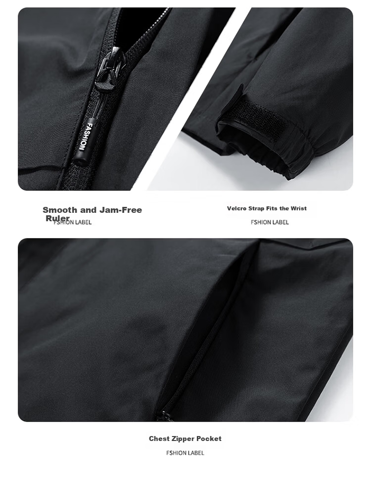 ROMON Men's Trendy Spring Hooded Jacket Youth Business Breathable Casual Business Jacket E29 Black M 5