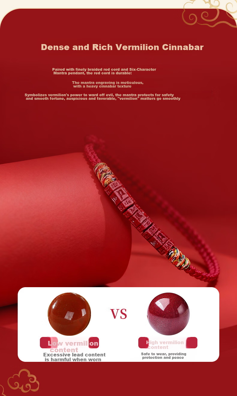 Benmingtang Natural Cinnabar Red String Bracelet for Women, Amulet Wristband, Horse Year Zodiac Year, Valentine's Day Gift for Girlfriend 5