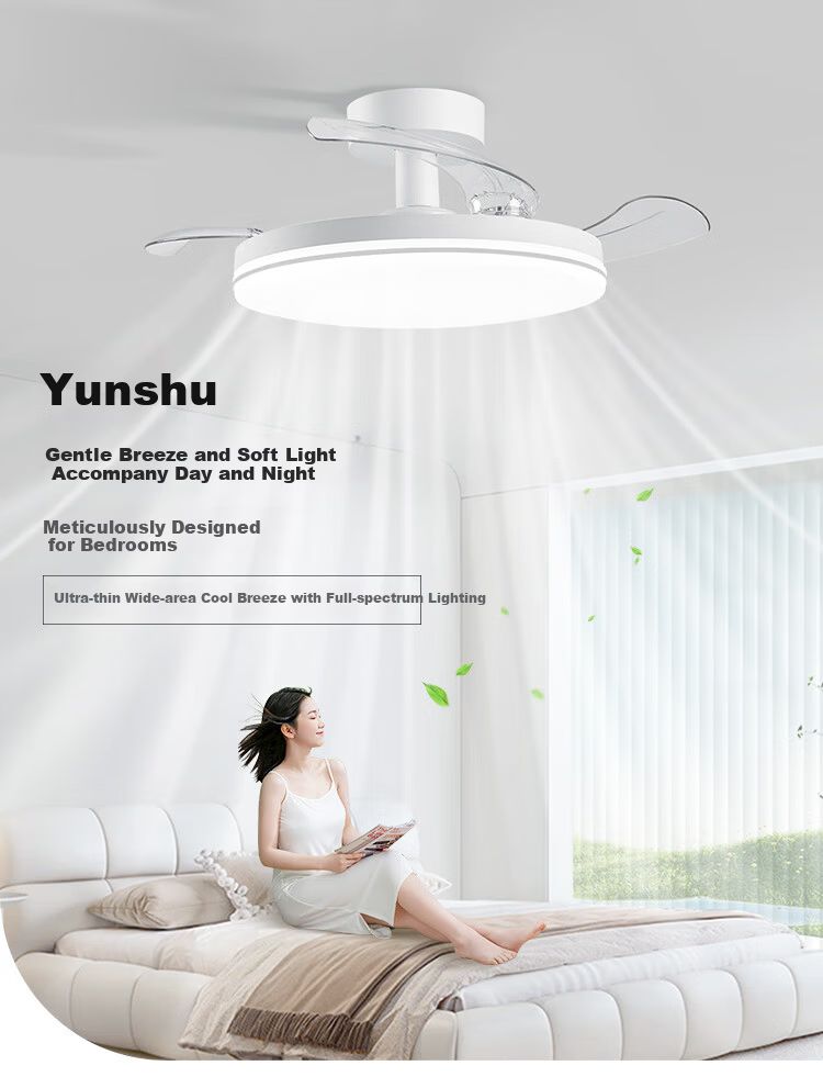 NVC Bedside Fan Light Ceiling Fan Lighting Bedroom Living Room Dining Room Smart Control Level 1 Energy Efficiency 48 Inch 100W Installation Included 1