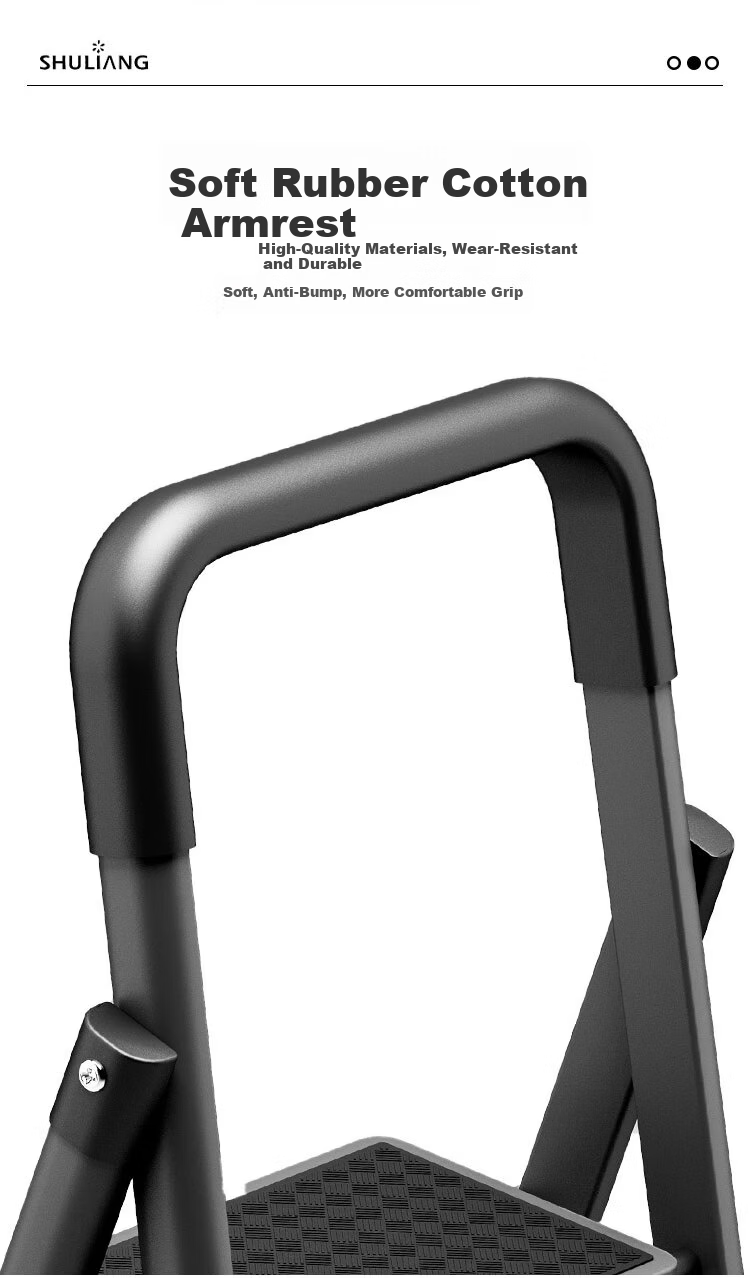 SHULIANG Household Indoor Folding Ladder Thickened Four-Step Engineering Ladder Black Obsidian Carbon Steel Ladder Height 3.2 Meters 5