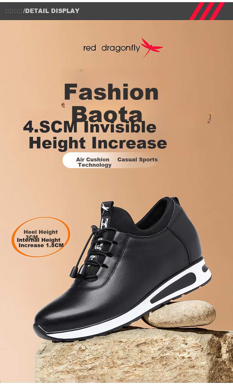 RED DRAGONFLY Women's Height-Increasing Casual Travel Shoes Soft Sole Middle-Aged Mom Leather Shoes C0TTN03391 6