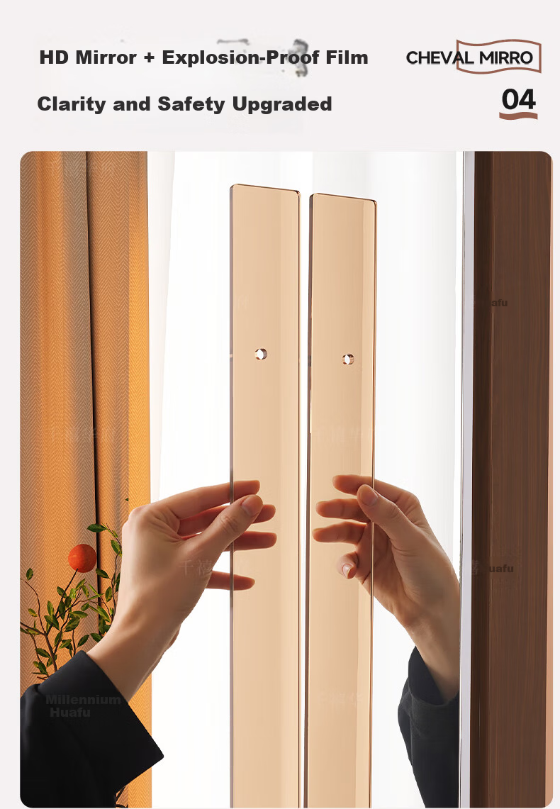 Millennium Huafu Solid Wood Full-Length Mirror Floor Mirror for Home Bedroom Dressing Room Clothing Store Wall-Mounted 64cm 5