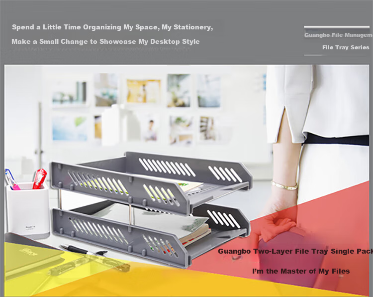Guangbo Three-Tier Metal File Tray/Document Rack/Office Storage Multi-Layer File Organizer Desktop File Holder WZ9305 2