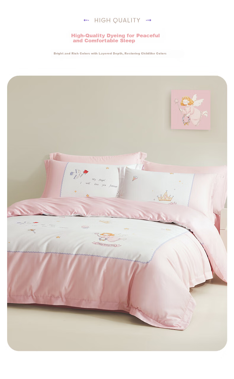 Luolaikids Three-Piece Set, Maternal And Infant Class A 60-Count Pure Cotton Dormitory Single Bed Sheet, Cotton Duvet Cover Pillowcase, 150*215 6