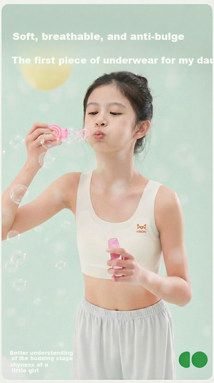 Miiow Girl Underwear 6-12 Years Old Early Development Stage 1 Elementary and Middle School Girls Bra Vest Children's Underwear 2