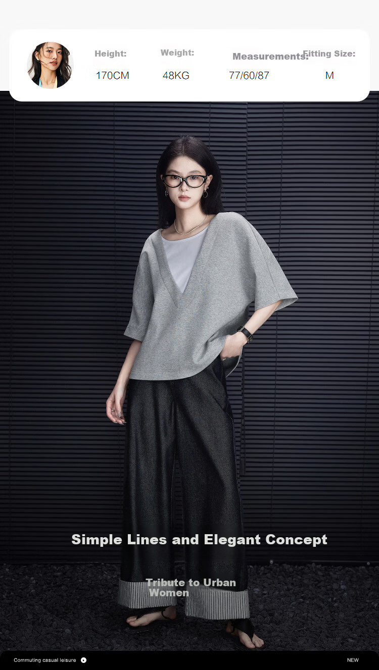 Demana [Cloud Feel Cotton Blend] Spring High-Waist Straight-Leg Striped Patchwork Cuffed Petite Elegant Women's Jeans 9