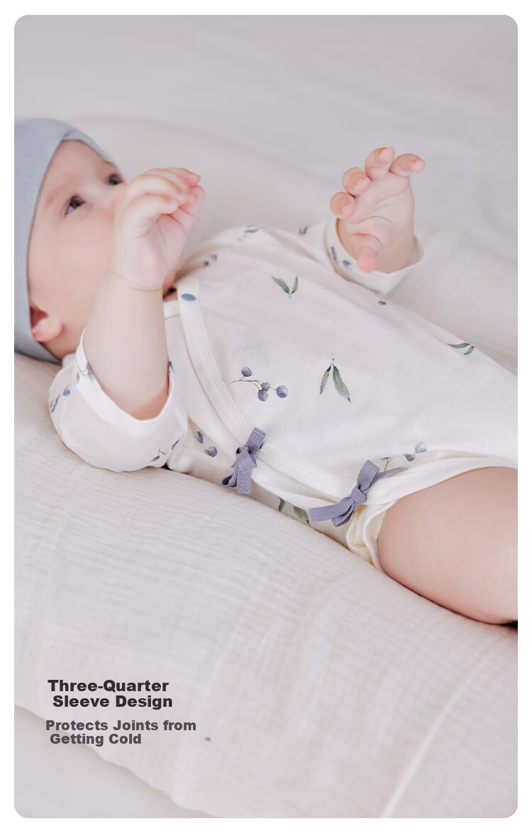 Babylove Anxinrou Newborn Bodysuit Spring Summer Thin Breathable Cotton Tie Closure Monk Style Baby Romper 1