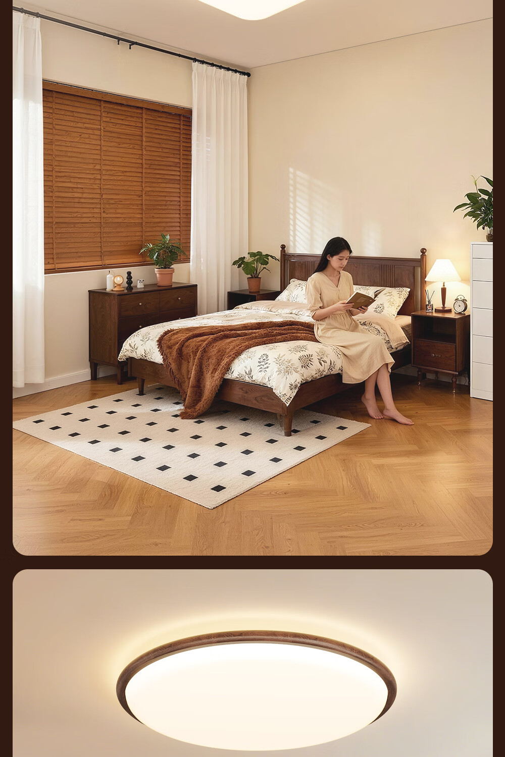 Kuka LED Ceiling Light Vintage Style Eye Protection Ultra-thin PRi Living Room Bedroom Lamp 40CM Round - Three Colors [Installation Included] 14