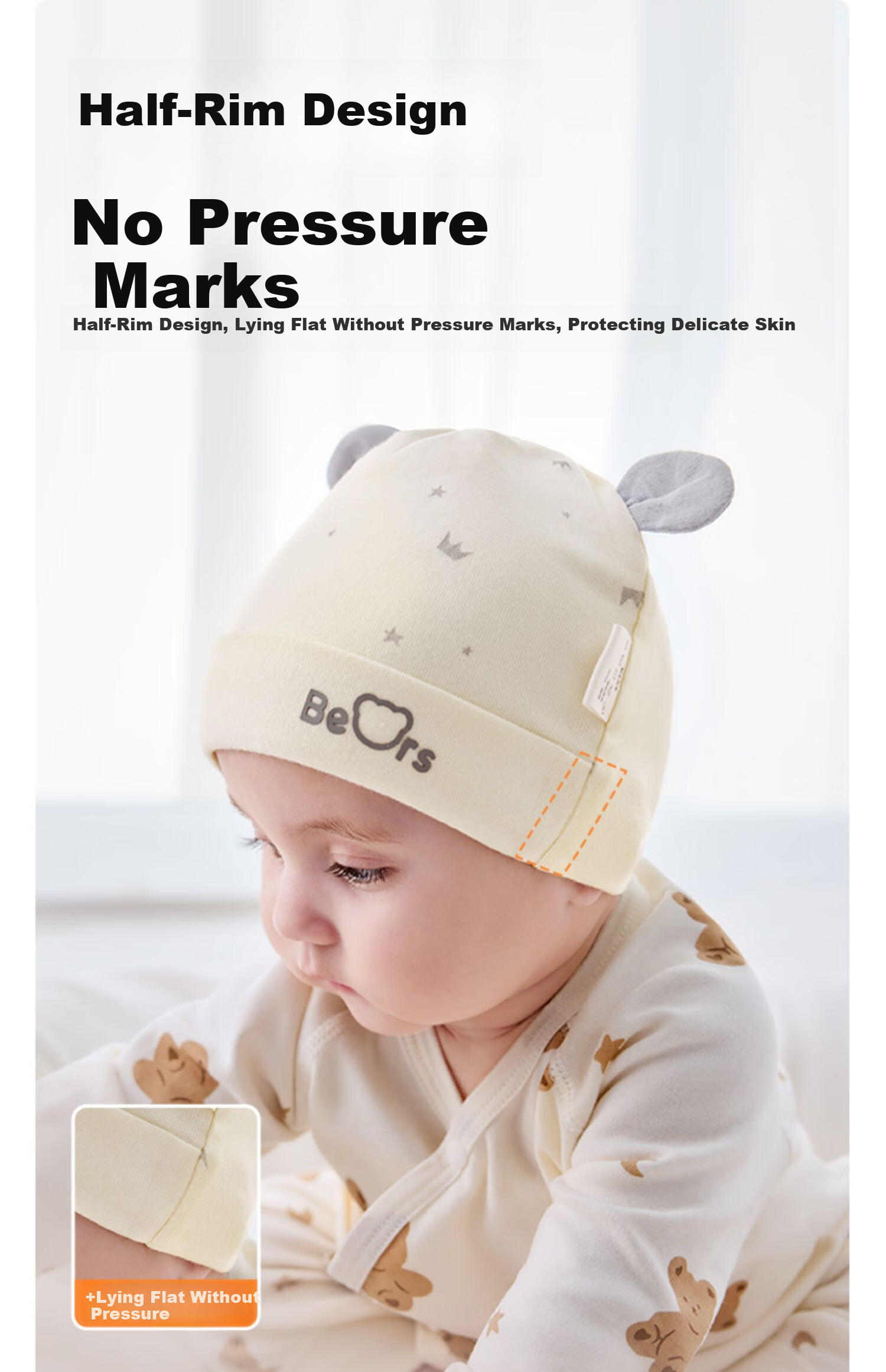 JOYNCLEON Newborn Baby Hat 0-6 Months Pure Cotton Unisex Double-Layer Summer Cap Soft Spot Cap Jyf174243 11