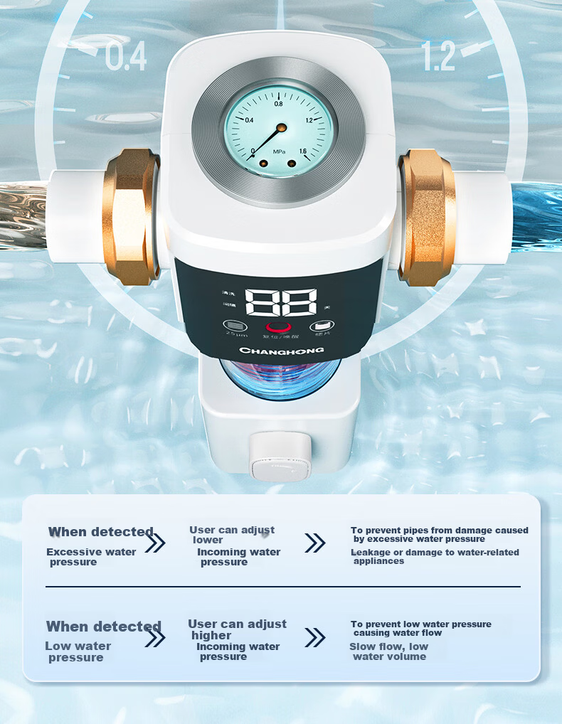 CHANGHONG 25 Micron Pre-Filter Bionic Fish Gill Disc Antibacterial Automatic Backwash Pressure Gauge Whole House High Flow Water Purifier Top 10 Water Purifier 22