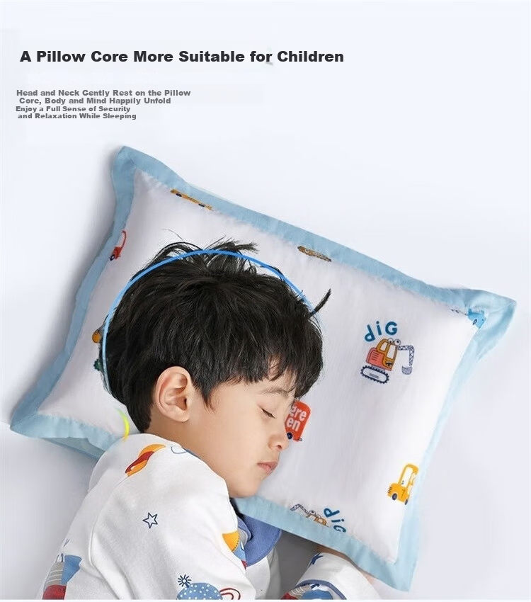 MERCURY Kids Pillow, Class A Children's Pillow, Cassia Seed Pillow, Pure Cotton Antibacterial Student Dormitory Pillow, Baby Blue, 35*58*3.5cm 5