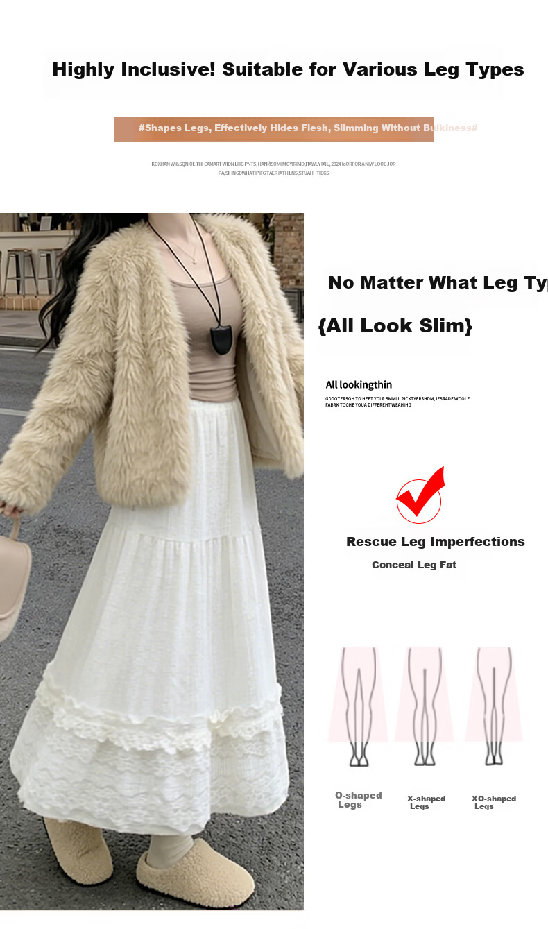 Langsha Plush Accordion Pleated Skirt Sweet Elegant Lace Splice Skirt 2026 Early Spring New Gentle Fairy Cake Skirt 9