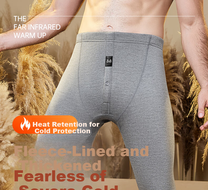 Hengyuanxiang Men's Thermal Fleece-Lined Thickened Autumn Winter Cold-Resistant Base Layer Cotton Pants Long Johns for Middle-Aged and Elderly 1