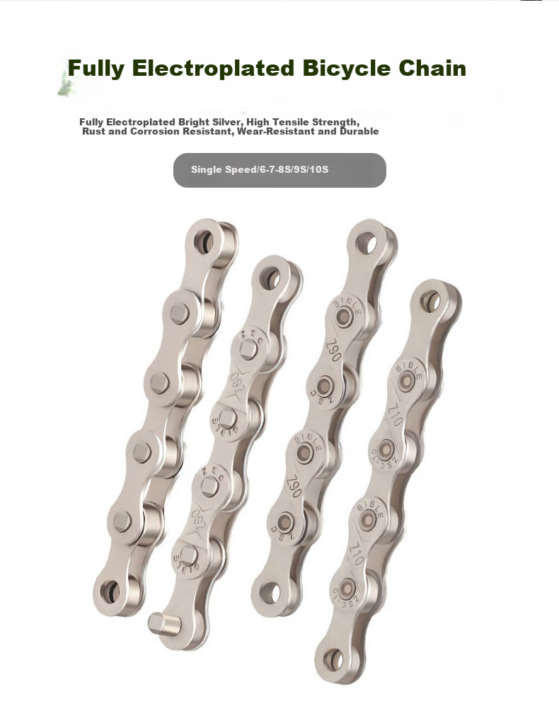 Molun Bicycle Chain Single Speed Multi-Speed Mountain Bike Universal Fully Plated Gear Chain Bike Chain [9-Speed/27-Speed] 1