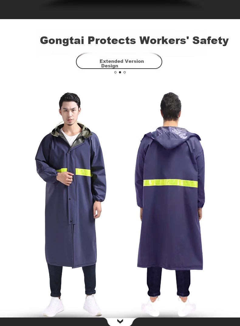 Gongtai Thickened Adult Two-Piece Raincoat And Rain Pants Set, Windproof And Waterproof Outdoor Reflective Cycling Suit, 2XL 4