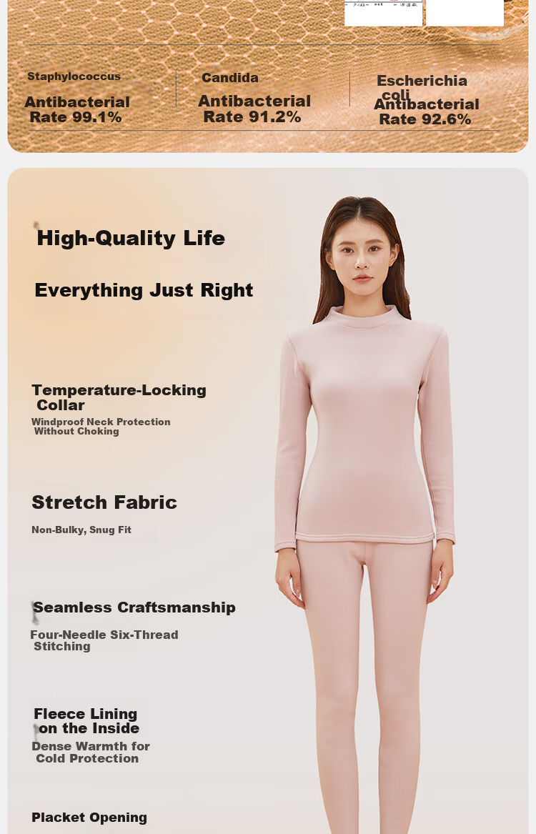 YAYA Ultra Thick 400g Cashmere Thermal Underwear Set for Women Autumn Winter Fleece Lined Antibacterial Top and Bottom 10A 9