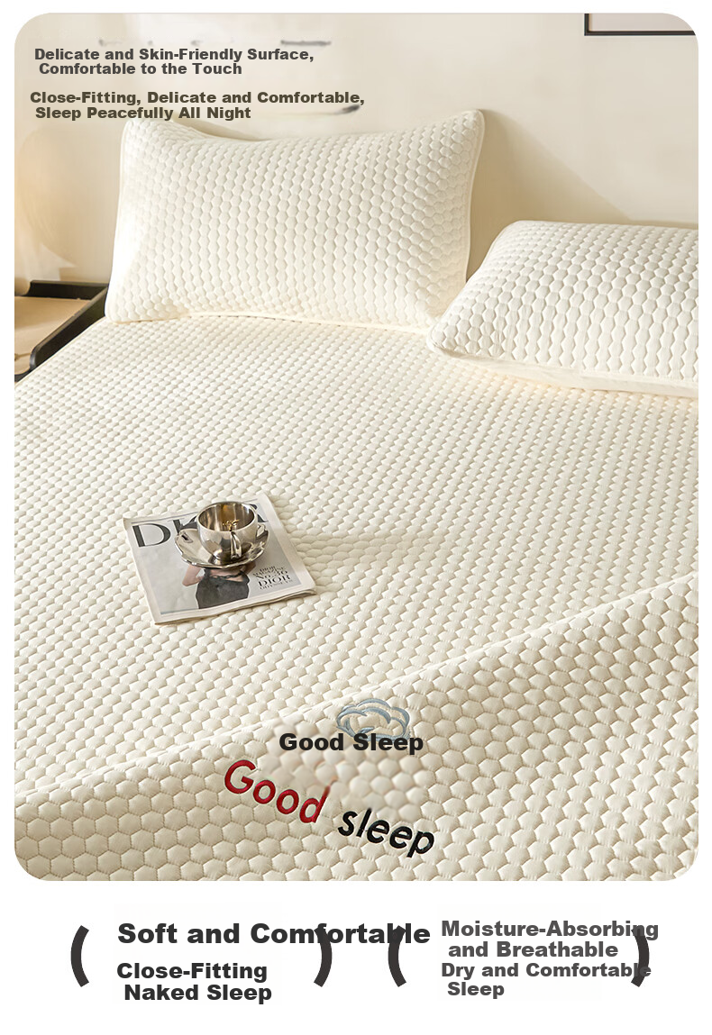 Hodo Class A Cotton Fitted Sheet 1.8x2m Full Coverage Bed Sheet Mattress Protector Misty Gray 15