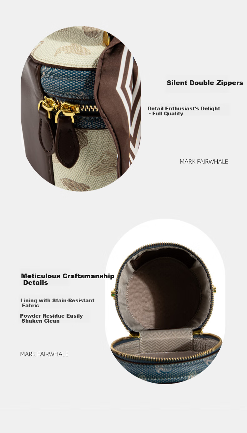 Mark Fairwhale Vintage Luxury Fashion Bucket Bag Versatile Round Tote Handbag Shoulder Bag for Women New Year Goddess Day Gift 4