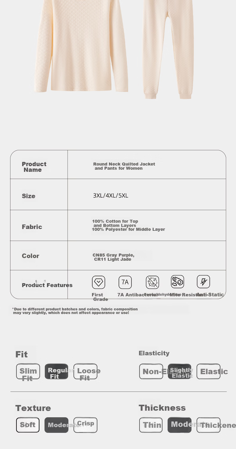 Yiershuang Plus Size Three-Layer Thickened 100% Cotton Antibacterial Thermal Underwear Set for Women Autumn Top and Bottom 9