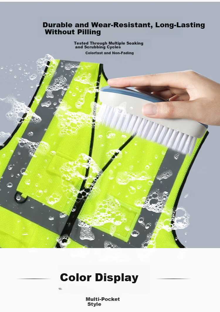 Laurie Reflective Safety Vest High-Visibility Workwear for Sanitation Construction Emergency Traffic Warning Uniform Customizable with Printing, Multi-Pocket Fluorescent Green, One Size 8