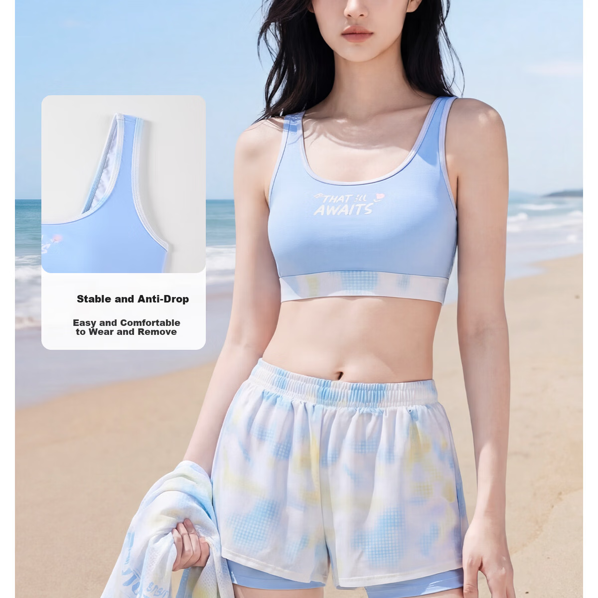 361° Women's Three-Piece Swimsuit Set Loose Plus Size Slimming Beach Swimming Diving Vacation Swimwear Hot Spring 13