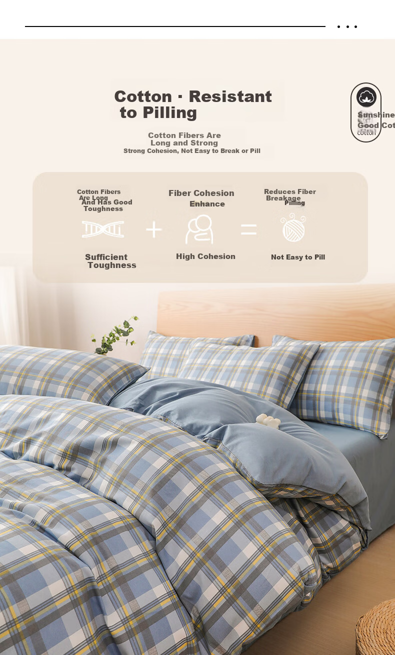 Jinhao Pure Cotton Quilt Cover A-Class Antibacterial Mite-Resistant 100% Cotton Duvet Cover for Double Bed 180*220 Lavender 5