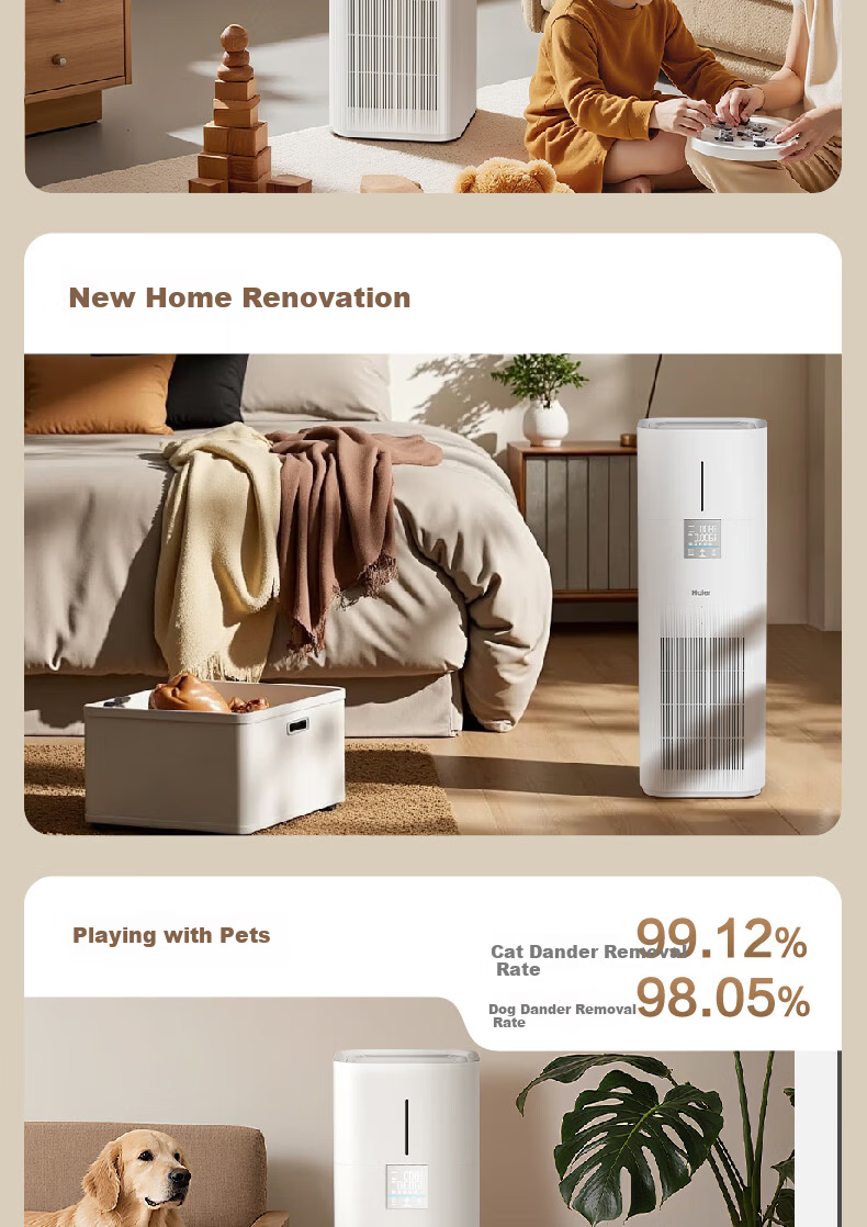 Haier [Upgraded Formaldehyde Digital Display] Big White Whale Air Purifier and Humidifier Combo Formaldehyde Removal Smoke Odor Allergy Source Removal Hair Absorption Sterilization KJ850F-JSQ8U1 16