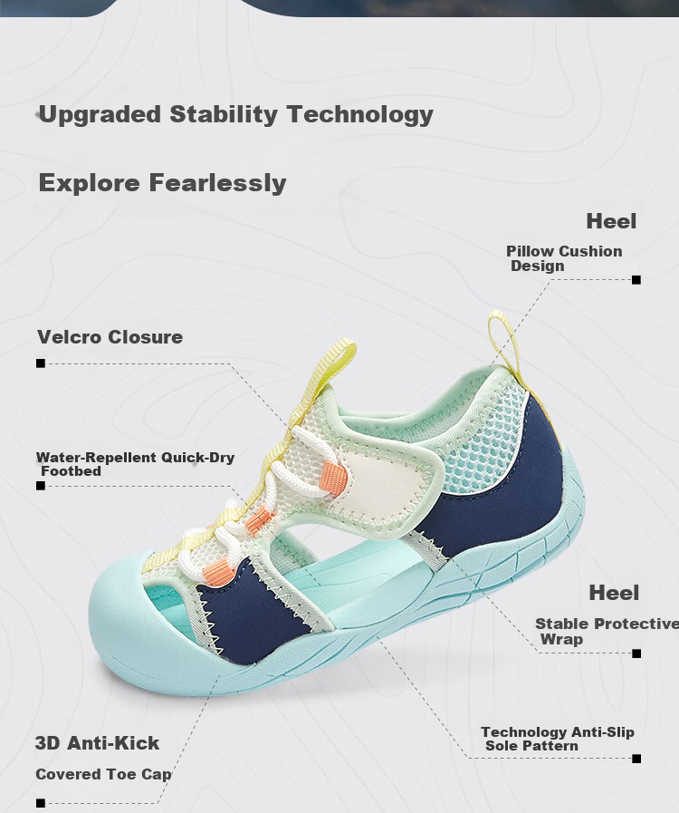 BALABALA Children's Steady Shoes, Boys And Girls Sandals, 2026 Summer New Color-Block Functional Shoes, Kids' Shoes, Children's Shoes with Mesh, Sports Shoes 3