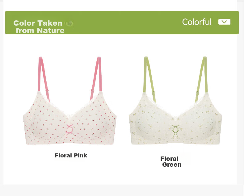 Miiow Lace Floral Lingerie Women's Small Bust Push-Up Bra Anti-Sagging Side Support Seamless Wireless Sweet Bra 12