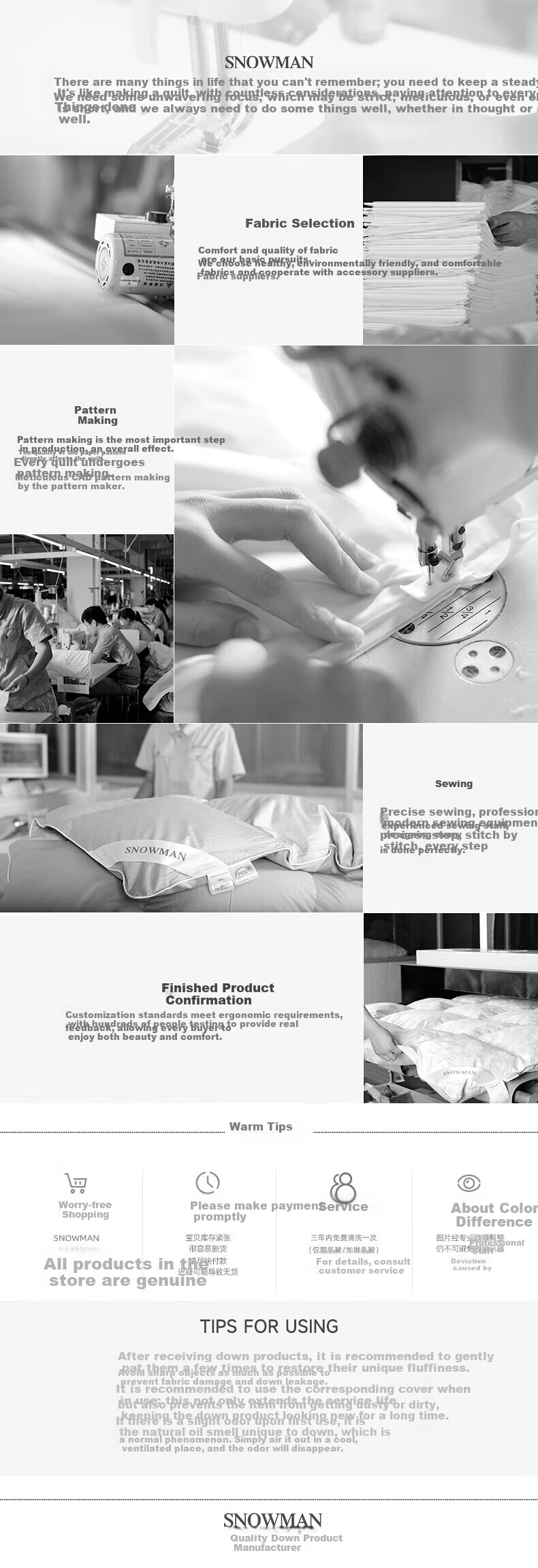 Snowman Thickened Premium 100-Thread Count Satin Imported 95% White Goose Down Quilt Core Winter Duvet 2.0*2.3m Filled with 1300g White Down 21