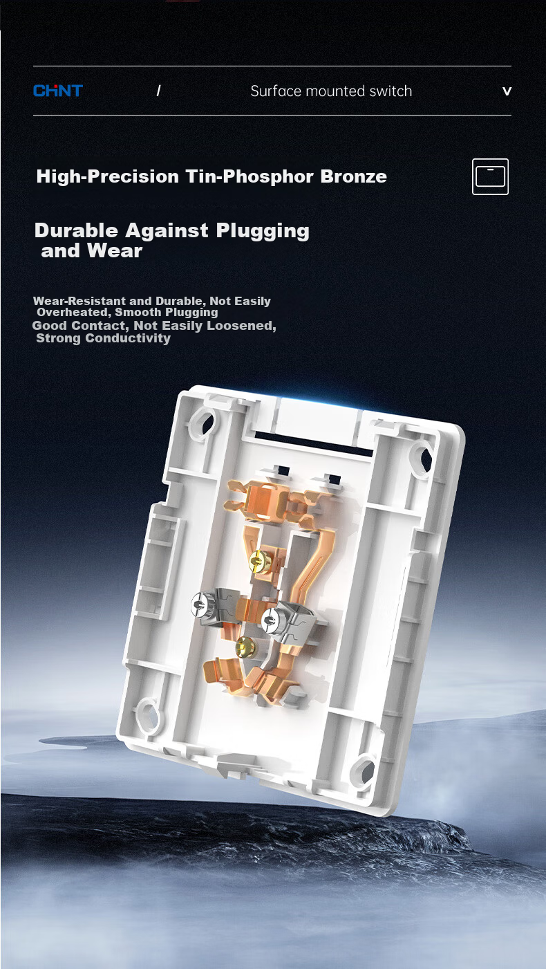 CHNT Surface Mounted Switch Socket Panel 1C Series Single Pole Single Control Three Hole 16A 9