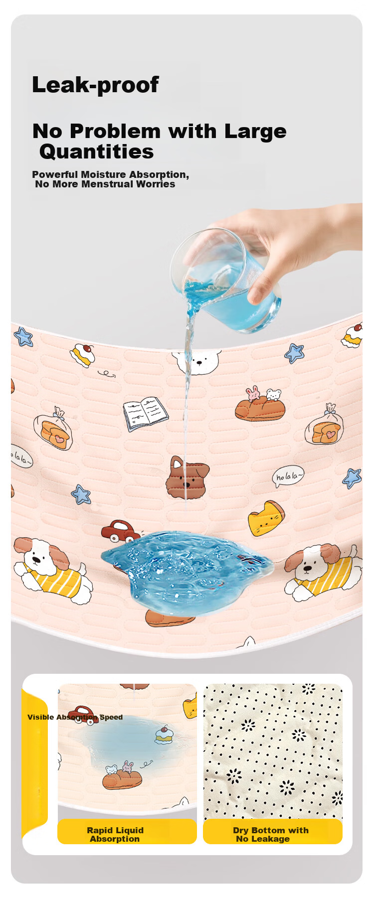 Guangduola Menstrual Pad Washable Small Bed Mat Leak-Proof Period Pad for Students Dormitory Girls 5