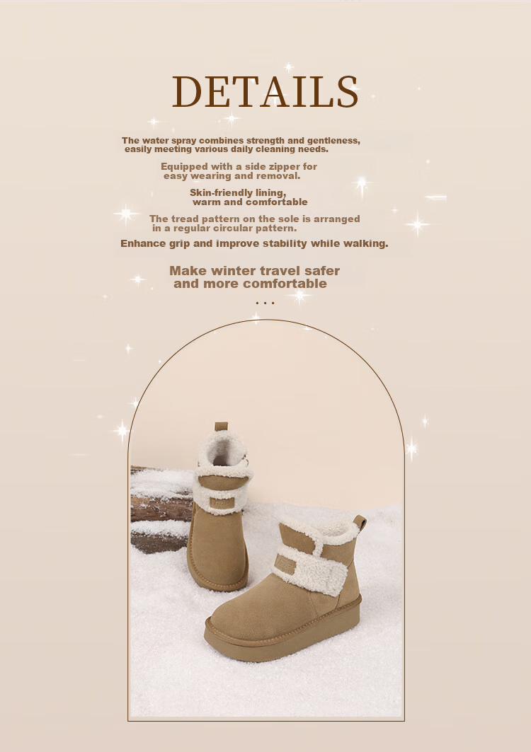 Red Dragonfly Women's Snow Boots Winter Thickened Cotton Shoes Fashionable Versatile Thick Sole Warm Cotton Shoes WLC459842R Camel Size 39 3