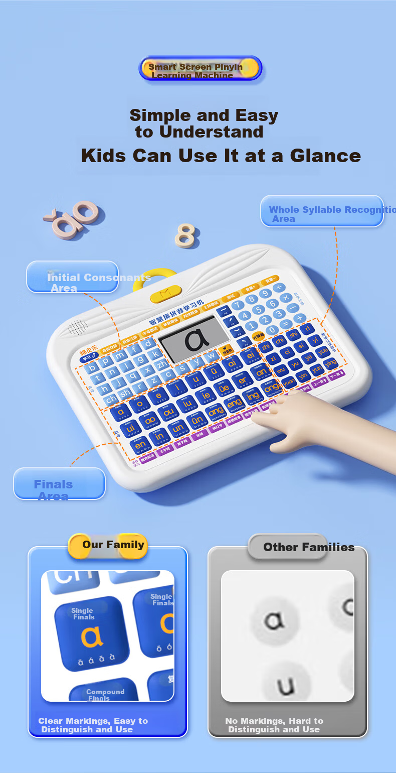 MAOBEILE Children's Literacy and Pinyin Learning Machine Phonics Training Device Early Education Reading Pen Toy Birthday Gift 7