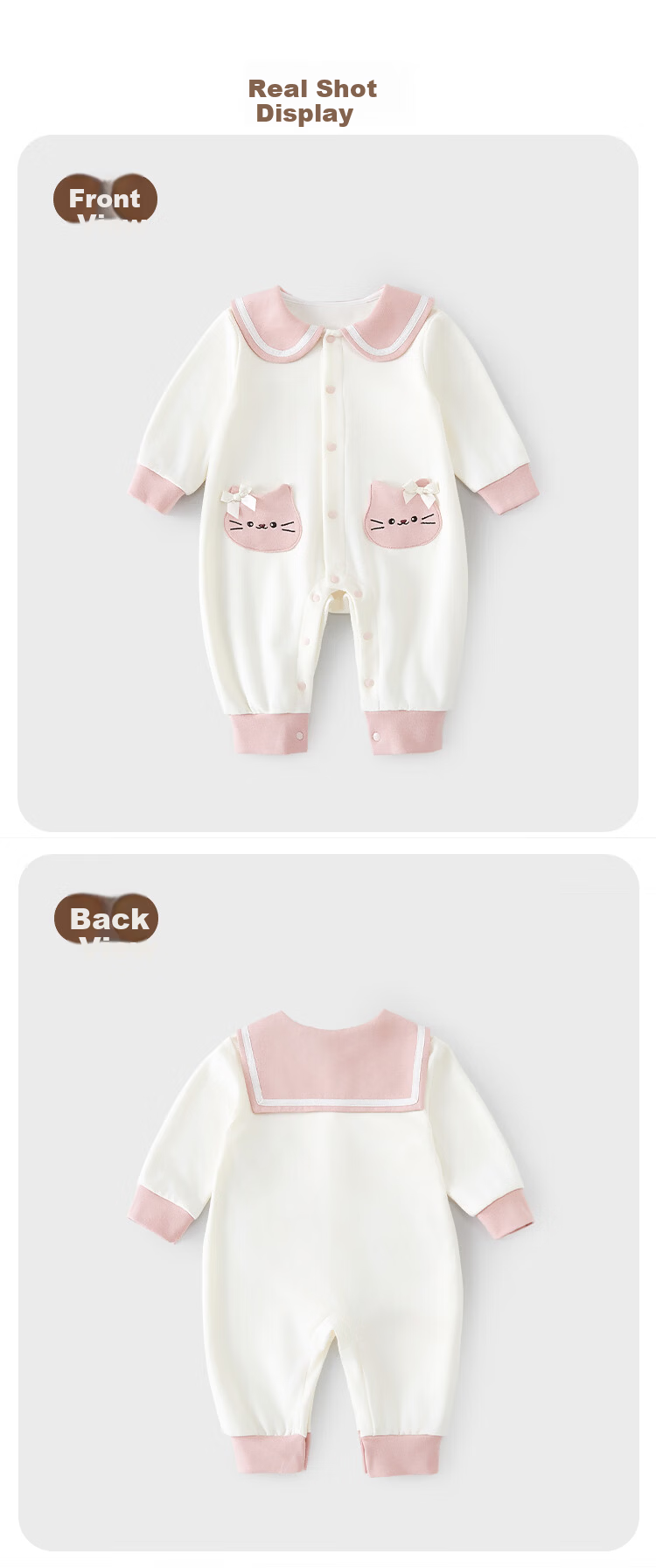 Xiyuan Baby Girls' Romper A-Class Cotton Newborn Onesie Cute Sweetheart Cat Design 11