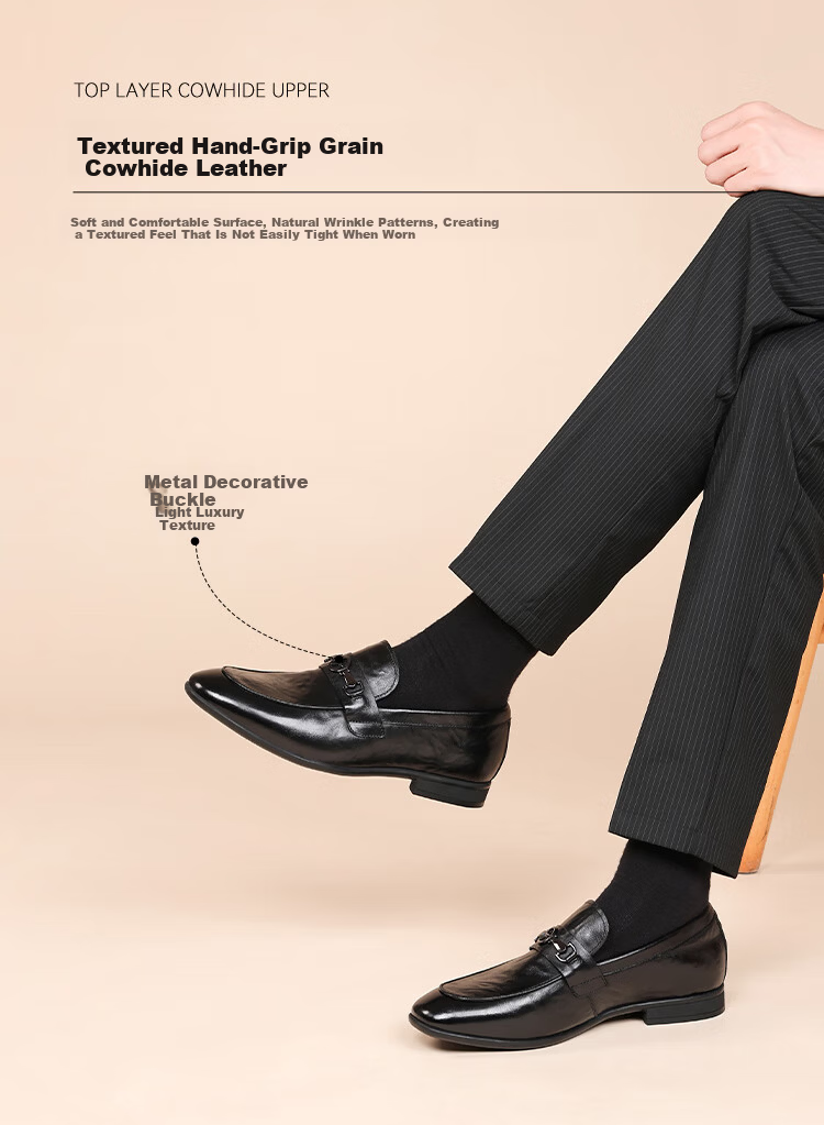 Red Dragonfly Men's Business Leather Breathable Soft Sole Formal Slip-On Loafers WLA350621 Black Size 42 4