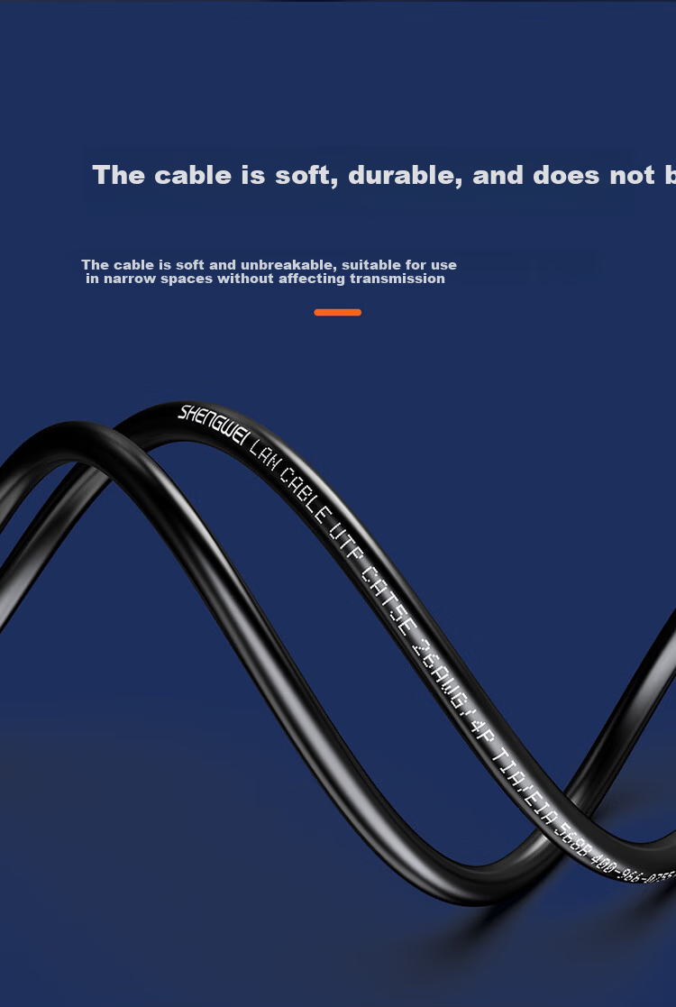 Shengwei Cat5e Ethernet Cable, 100Mbps Flame-Retardant Network Connection Cable, Cat5e Patch Cord, Computer Broadband Connection Cable, 2 Meters, WLC1002G 6