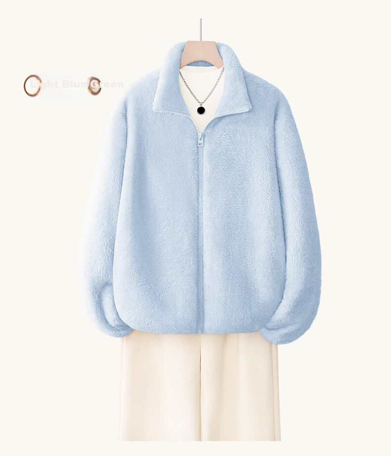 Jeanswest Women's Double-Sided Fleece Jacket Autumn Winter 2025 New Warm Coral Fleece Lined Thickened Coat 13