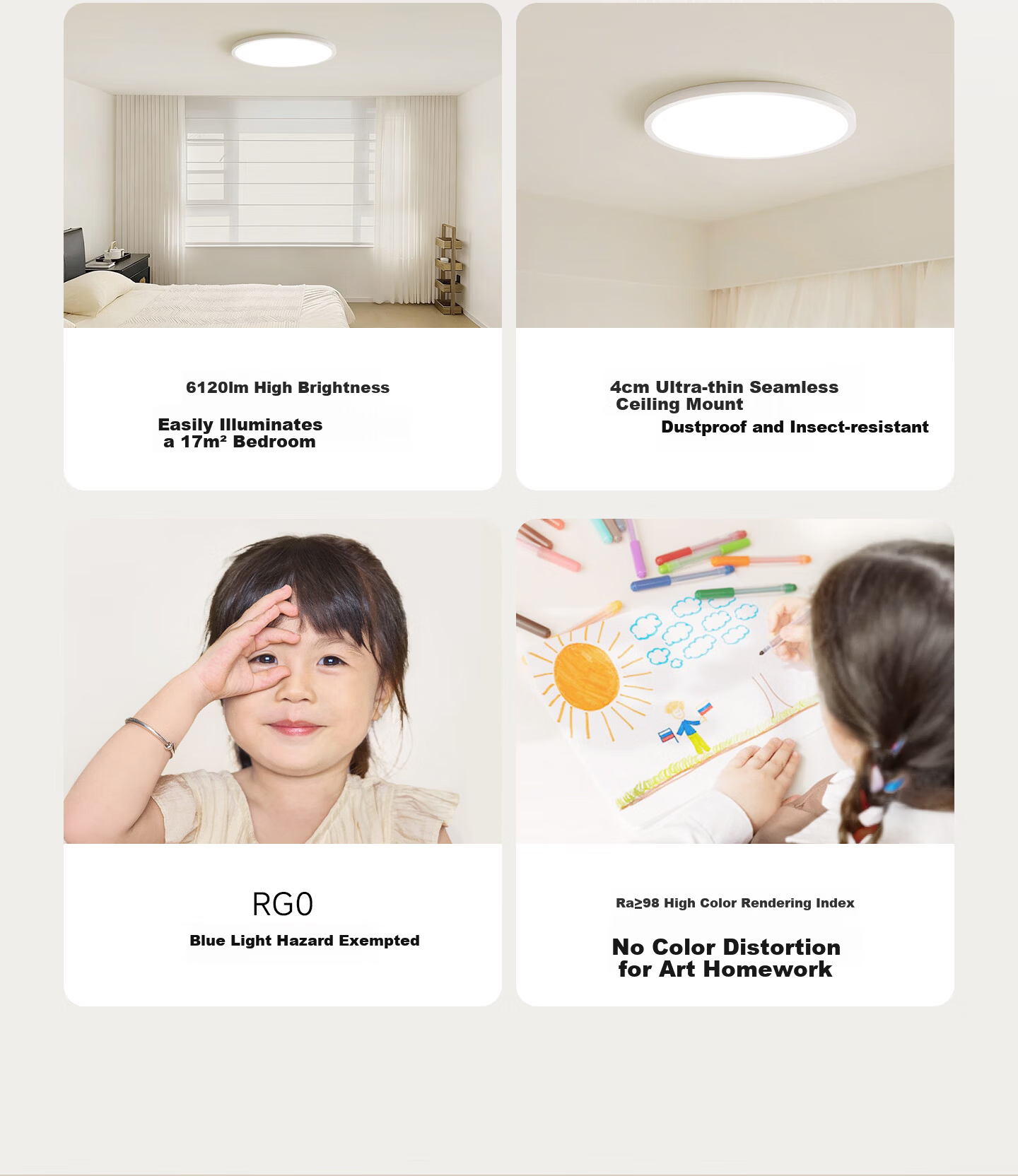 Jiandun Eye-Protecting Bedroom Ceiling Light, Full Spectrum Ultra-Thin Seamless Simple 4th Generation Youth Version Fixture, All-Inclusive Price 2