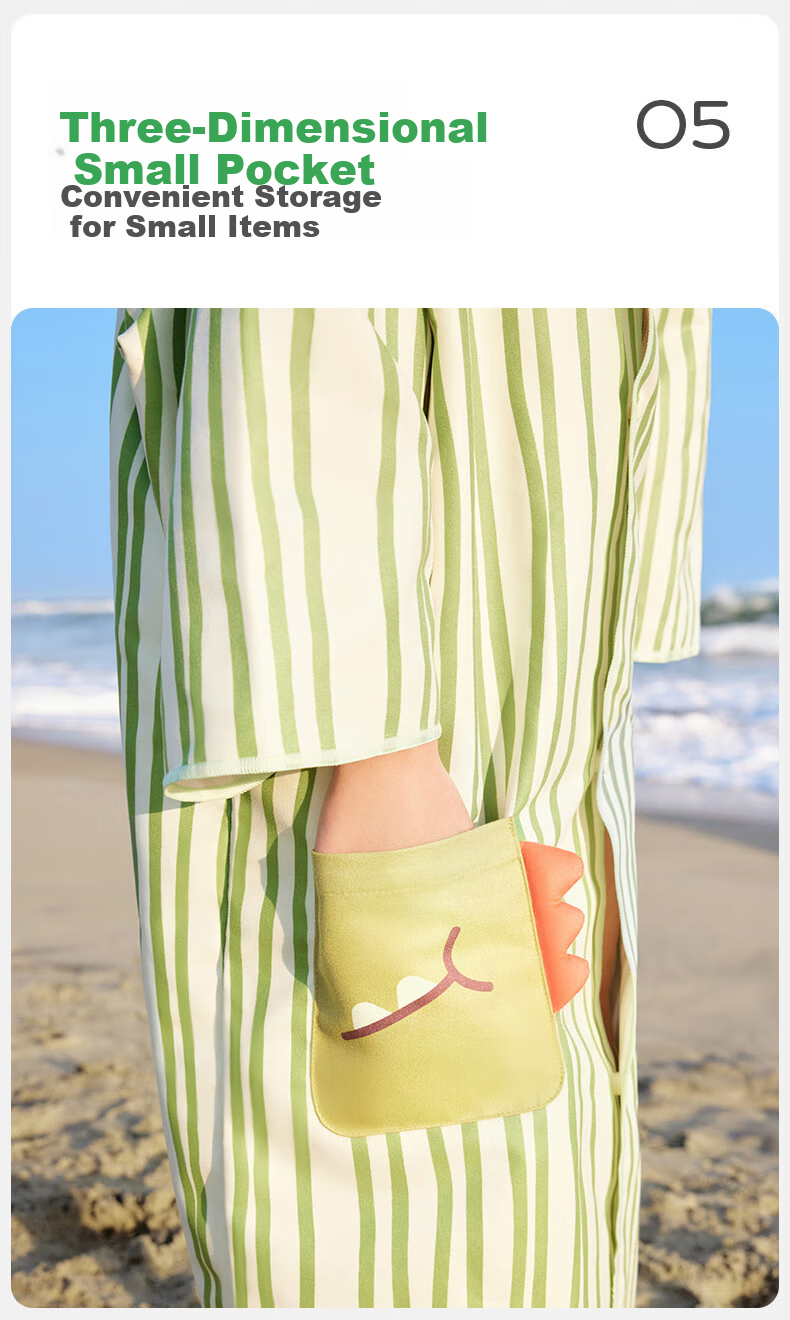 Kocotreekk Kids Beach Towel Sun Protection Breathable Baby Swimming Bath Towel Hooded Robe Dinosaur M 7