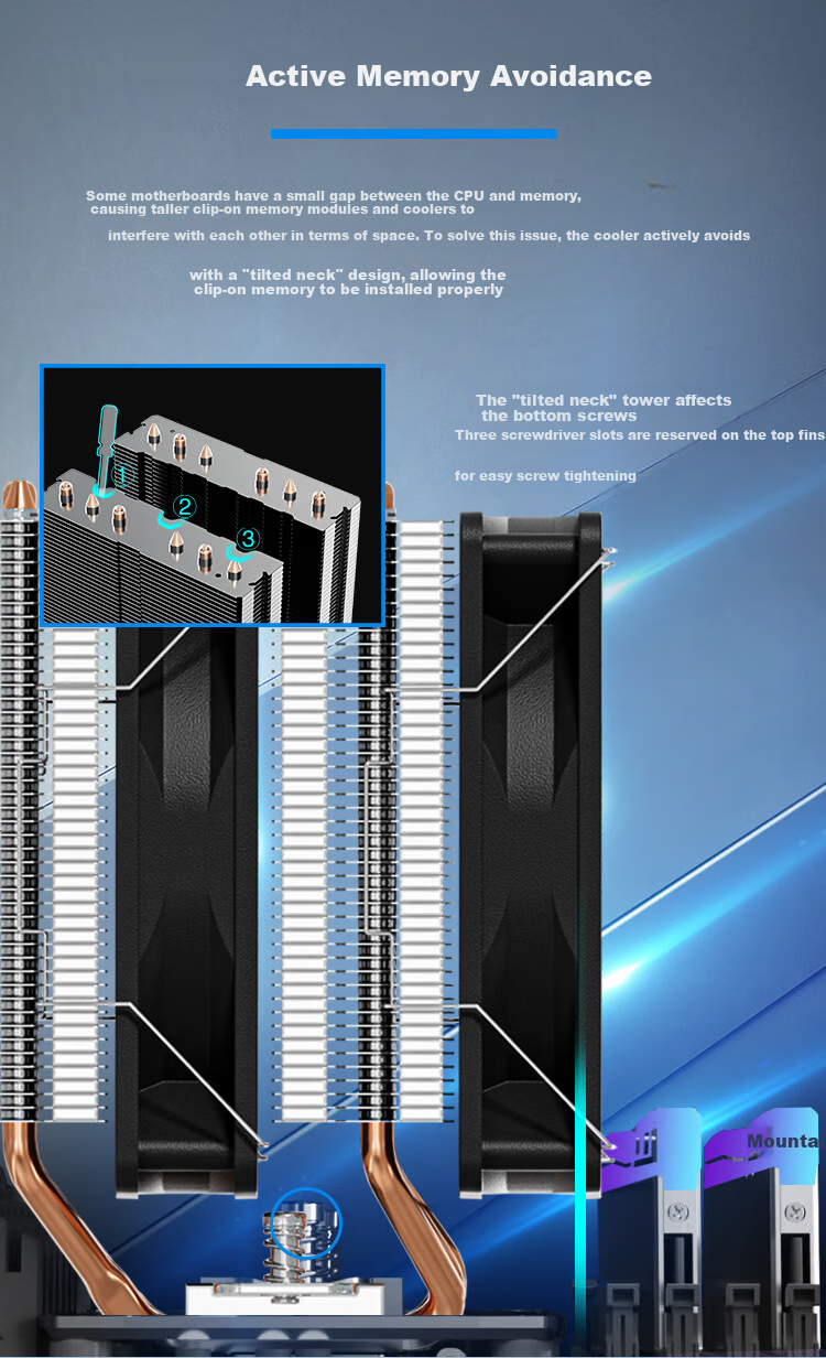 SUPER FLOWER VORTEX600 Black Inverse Gravity 6-Heatpipe Dual Tower Air Cooler High-Performance Fan 4