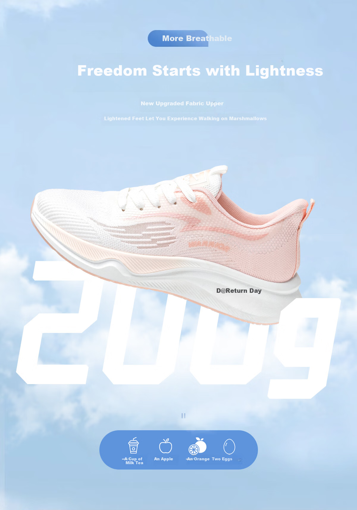 Warrior Women's Spring Summer New Mesh Lightweight Breathable Running Shoes Soft Sole Shock Absorption Sports Shoes White Pink Size 40 6