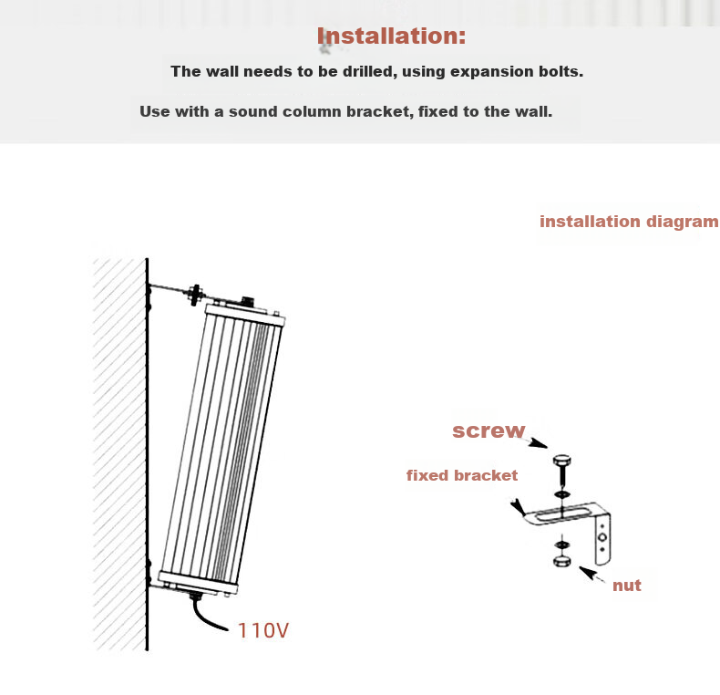 SAST 180W Outdoor Waterproof Column Speaker Outdoor Constant Voltage Wall-Mounted Speaker for School Shop Park Campus Background Music Public Address System Player 6