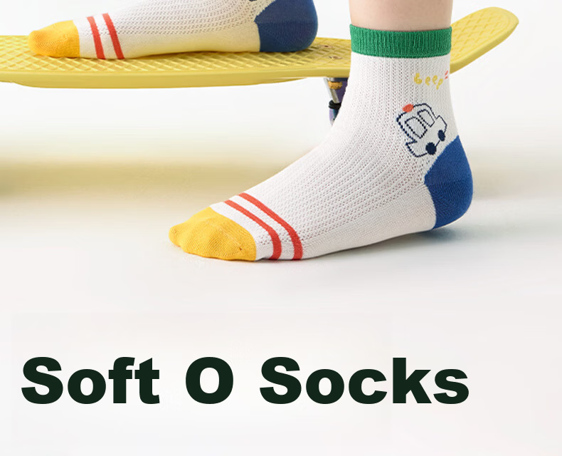 Nido Bear Kids Socks Summer Thin Cotton Boys Mesh Seamless Antibacterial Odor-Resistant Children's Class A Mid-Large Kids 3