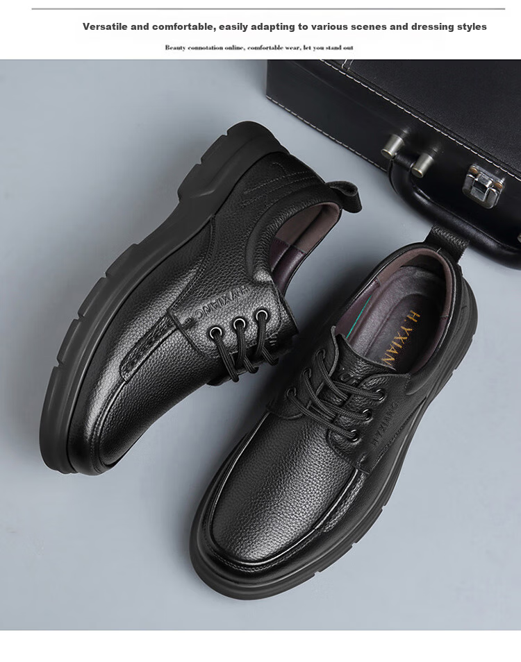 Hengyuanxiang Men's Slip-On Business Casual Lace-Up Breathable Driving Loafers J7275 Black 39 11