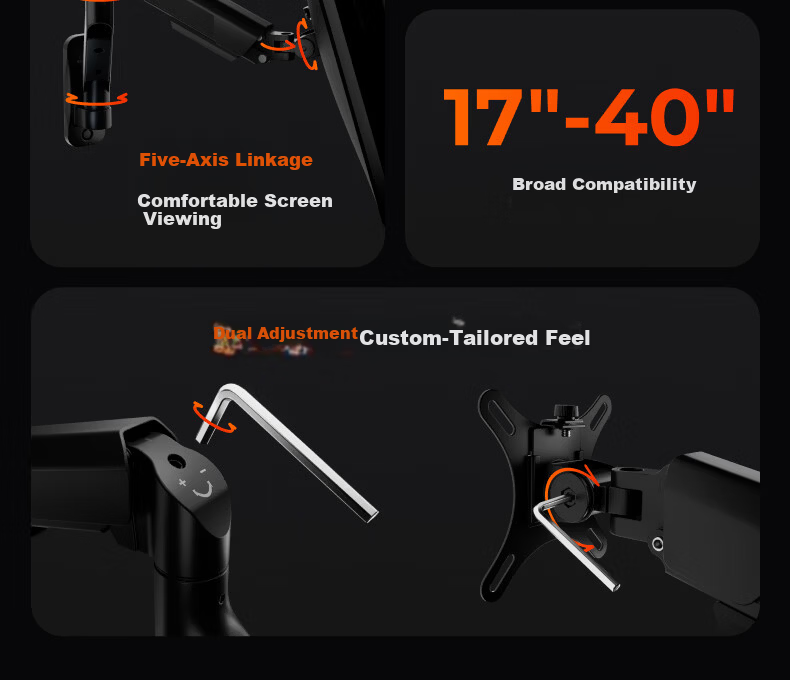 Brateck Beihu Monitor Mount Wall-Mounted Mechanical Arm Computer Stand Wall Clamp Base Screen Riser 17-40 inch E430B Dormitory Floating Support Arm 3