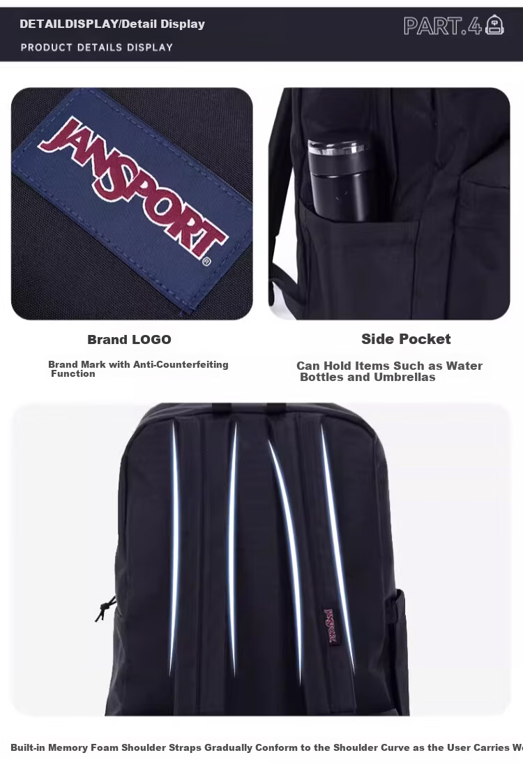 JANSPORT Jasper Backpack Women's Student School Bag Men's Sports Casual Solid Color Backpack 4QUT5M9 Dusk Purple 8