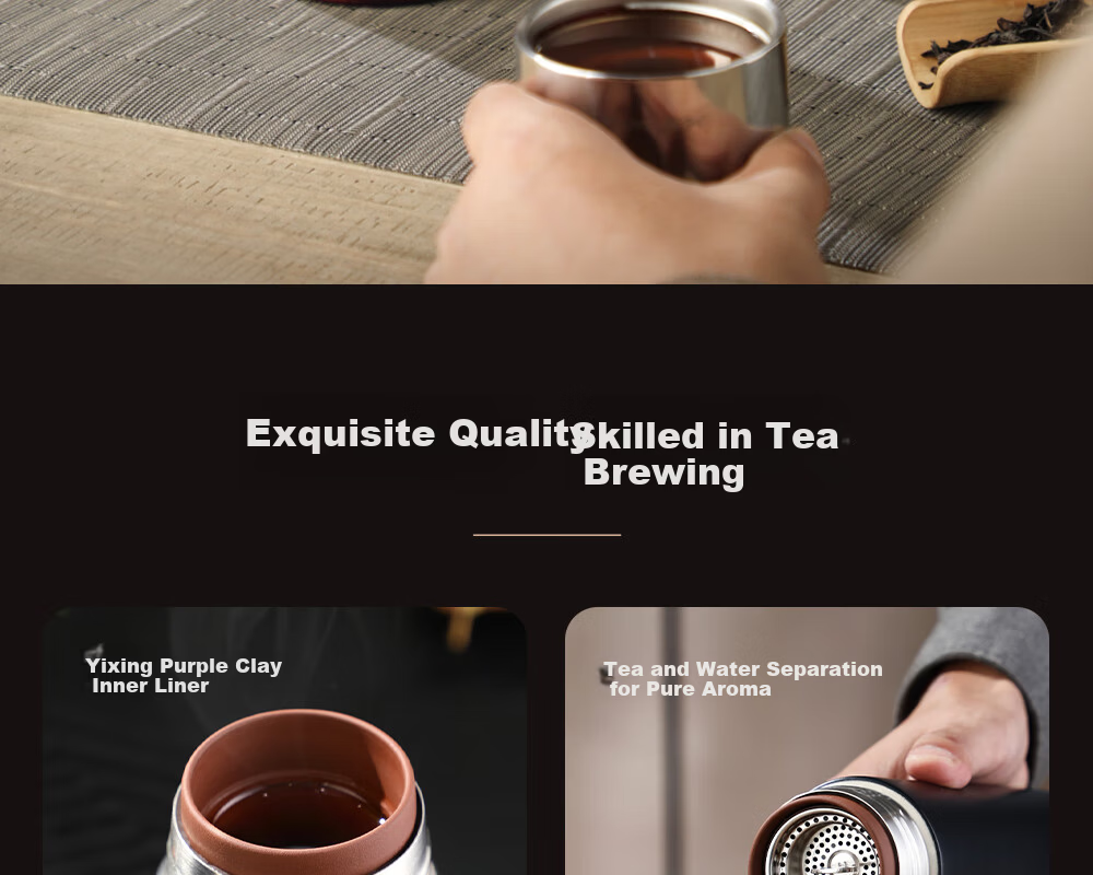 Fuguang Insulated Water Bottle Tea Cup for Men and Women Business Gift Large Capacity Purple Clay Cup 408mL 4